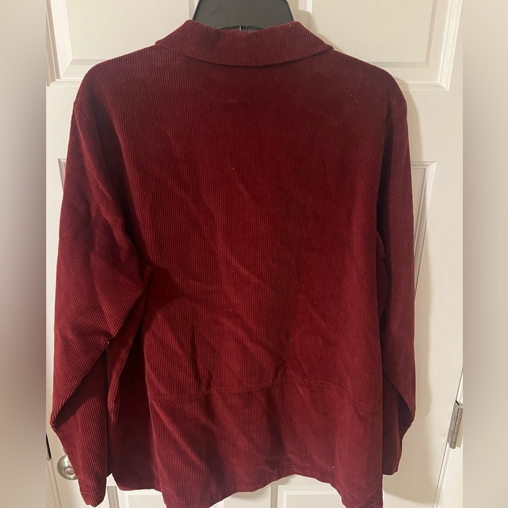 L.L. Bean Corduroy Oversized Shirt Jacket Shacket with pockets Burgundy Large - Picture 5 of 5